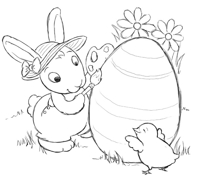 Easter bunny coloring book pages