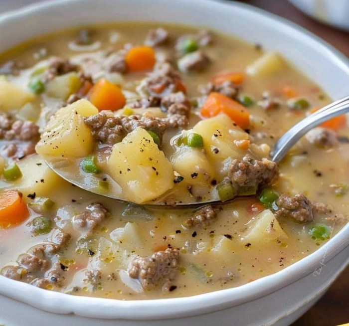 Creamy hamburger potato soup recipe